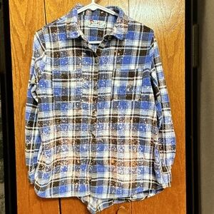 Casual Blue and Black Plaid Men's Shirt